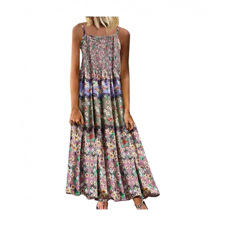 Women Plus Size Dress Summer Casual Loose Sleeveless Floral Print Daily Linen Bohemian Long Maxi Dress $25.95 Slumber Bags