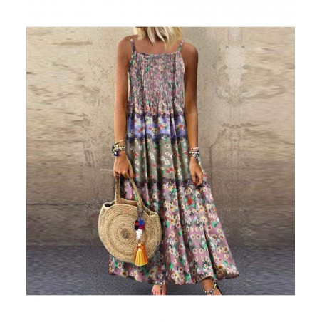 Women Plus Size Dress Summer Casual Loose Sleeveless Floral Print Daily Linen Bohemian Long Maxi Dress $25.95 Slumber Bags