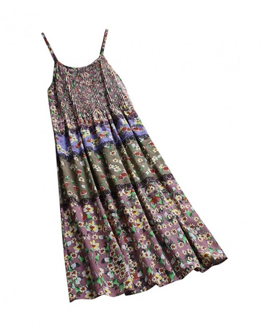 Women Plus Size Dress Summer Casual Loose Sleeveless Floral Print Daily Linen Bohemian Long Maxi Dress $25.95 Slumber Bags