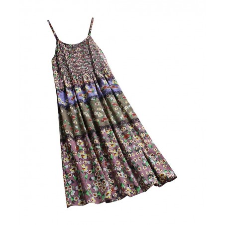 Women Plus Size Dress Summer Casual Loose Sleeveless Floral Print Daily Linen Bohemian Long Maxi Dress $25.95 Slumber Bags