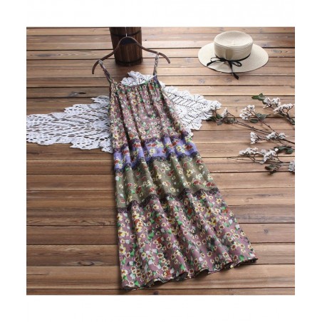 Women Plus Size Dress Summer Casual Loose Sleeveless Floral Print Daily Linen Bohemian Long Maxi Dress $25.95 Slumber Bags