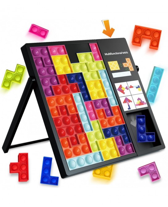 Pop Puzzle Fidget Toys Jigsaw Puzzle Game Push It Pop Fidget Toys Colorful 3D Russian Block Puzzle Stress Relief Silicone Pop...