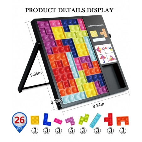 Pop Puzzle Fidget Toys Jigsaw Puzzle Game Push It Pop Fidget Toys Colorful 3D Russian Block Puzzle Stress Relief Silicone Pop...