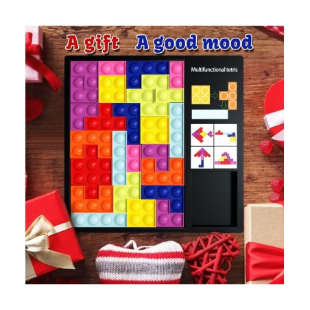 Pop Puzzle Fidget Toys Jigsaw Puzzle Game Push It Pop Fidget Toys Colorful 3D Russian Block Puzzle Stress Relief Silicone Pop...