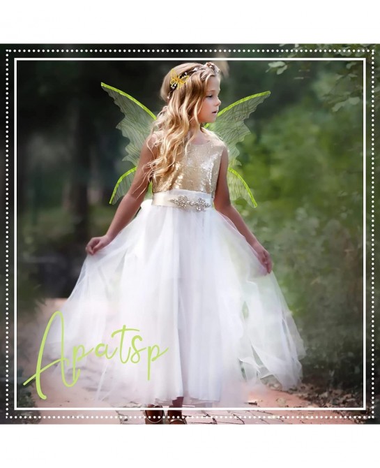 Cute Sparkly Fairy Wings for Girls Sheer Angel Wings for Kids Halloween Costume Fair Theme Party $24.04 Kids' Costumes