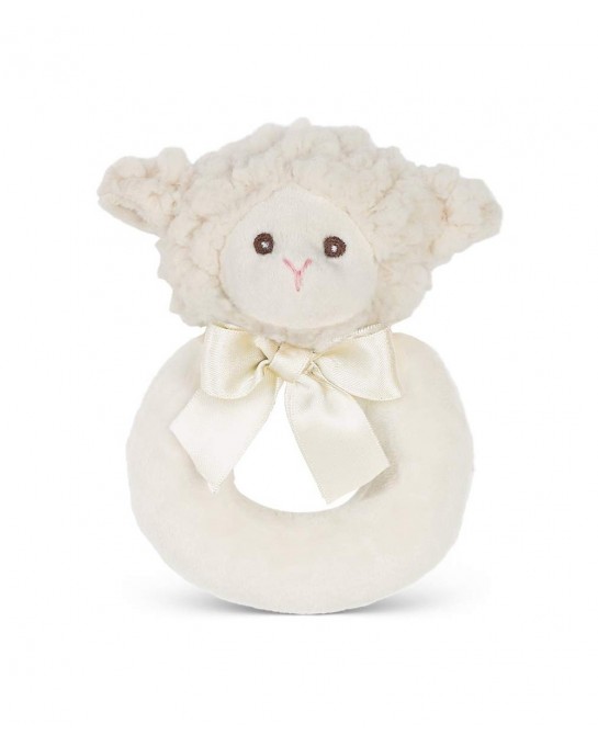 Bearington Baby Lamby Plush Stuffed Animal Cream Lamb Soft Ring Rattle 5.5 $21.42 Baby Rattles & Plush Rings