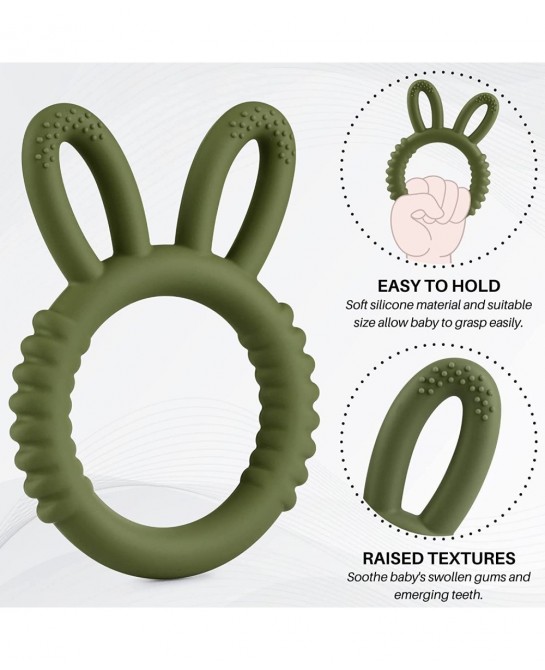 Baby Teething Toys for 3-6 6-12 Months Babies Silicone Teething Ring for Infants Food Grade Silicone Baby Toy (Army Green) $1...