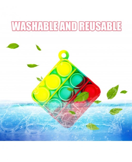 24Pcs Mini Pop Fidget Bubble Sensory Toy Pack Squeeze Keychain Toys Mini Push Pop Bubble Fidget Toy Simple Silicone Fidget St...