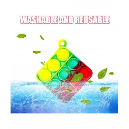 24Pcs Mini Pop Fidget Bubble Sensory Toy Pack Squeeze Keychain Toys Mini Push Pop Bubble Fidget Toy Simple Silicone Fidget St...
