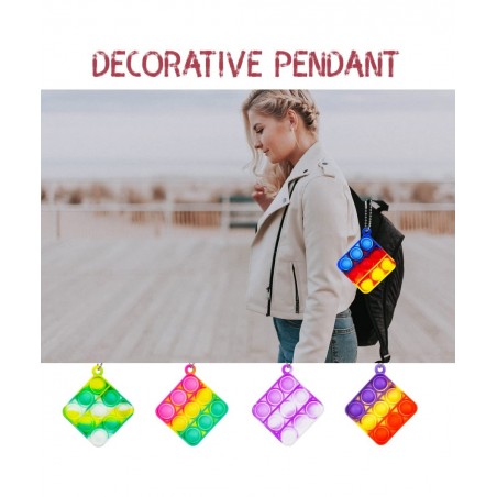24Pcs Mini Pop Fidget Bubble Sensory Toy Pack Squeeze Keychain Toys Mini Push Pop Bubble Fidget Toy Simple Silicone Fidget St...