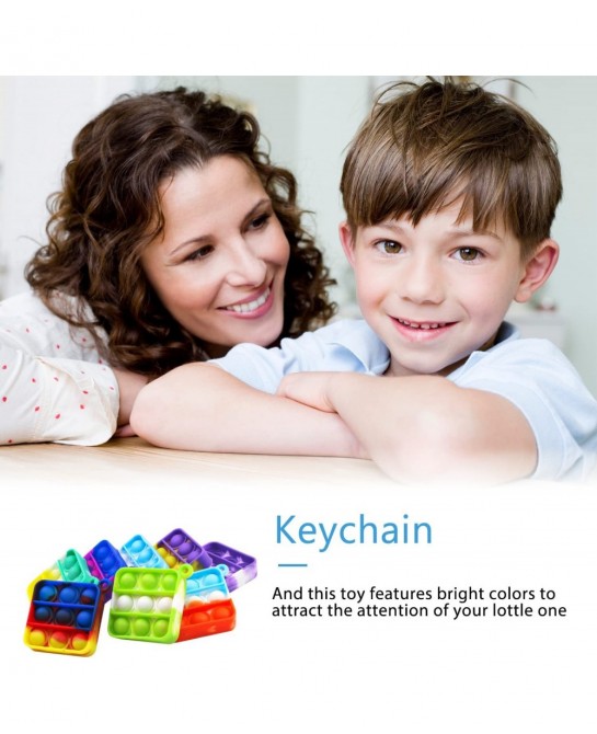 24Pcs Mini Pop Fidget Bubble Sensory Toy Pack Squeeze Keychain Toys Mini Push Pop Bubble Fidget Toy Simple Silicone Fidget St...