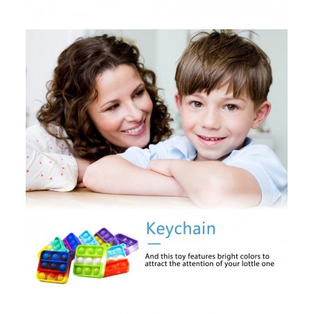 24Pcs Mini Pop Fidget Bubble Sensory Toy Pack Squeeze Keychain Toys Mini Push Pop Bubble Fidget Toy Simple Silicone Fidget St...