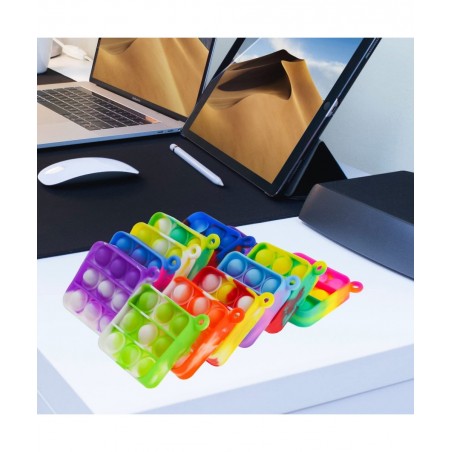 24Pcs Mini Pop Fidget Bubble Sensory Toy Pack Squeeze Keychain Toys Mini Push Pop Bubble Fidget Toy Simple Silicone Fidget St...