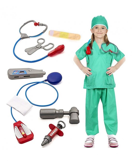 Kids Doctor Costume Doctor Surgeon Dress Up Toddler Boy Girl Halloween Costume Role Play Set and Accessories $29.24 Kids' Cos...