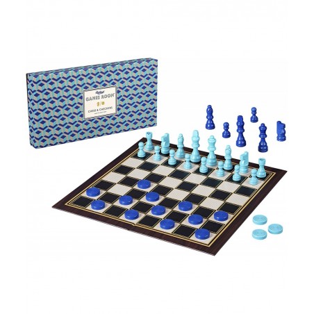 Ridley’s Classic 2-in-1 Chess and Checkers Set – Folding Family Board Games Includes all Chess and Checkers Pieces Ideal for ...