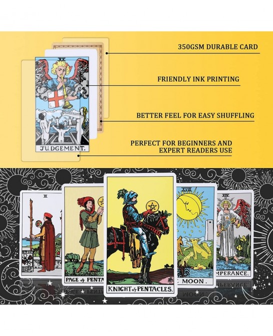 Tarot Cards Deck with Guidebook 78PCS Original Tarot Cards Deck Classic Tarot Card Decks Fortune Telling Toys with Chakra Sto...
