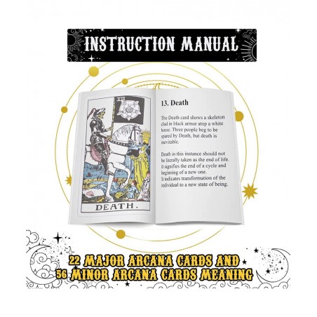 Tarot Cards Deck with Guidebook 78PCS Original Tarot Cards Deck Classic Tarot Card Decks Fortune Telling Toys with Chakra Sto...