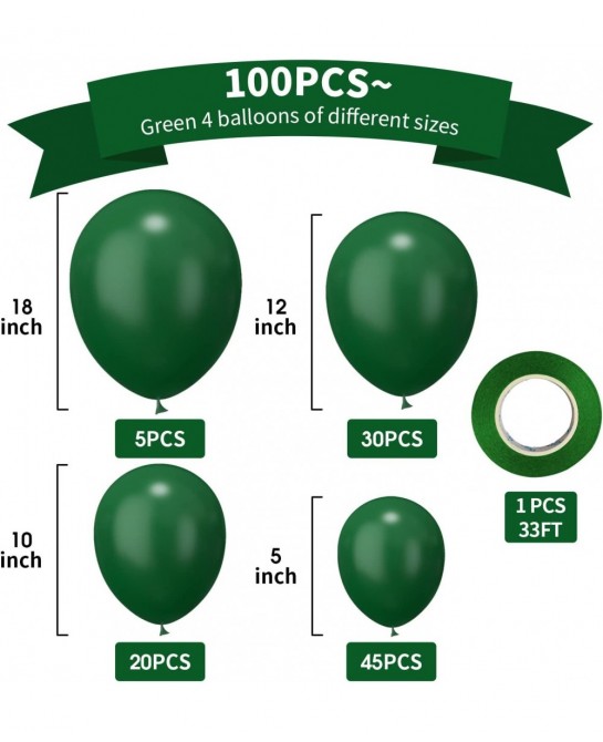 Dark Green Latex Balloon Garland Kit 100PCS 18In 12In 10In 5In Arch Garland For Festival Picnic Wedding Graduation Christmas ...