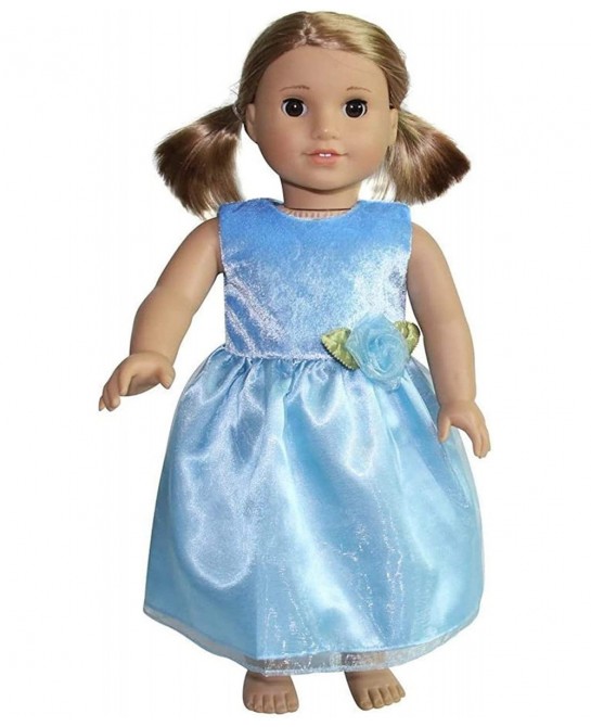 Light Blue Satin & Velvet 18" Doll Formal Holiday Party Dress (Doll not included) $17.74 Doll Accessories