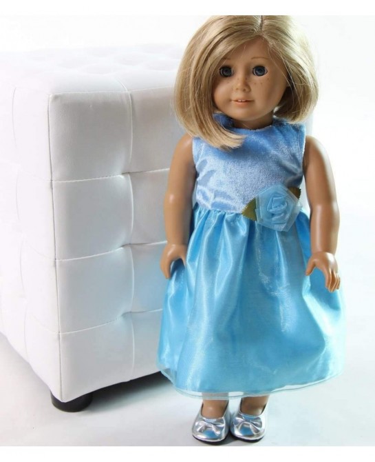 Light Blue Satin & Velvet 18" Doll Formal Holiday Party Dress (Doll not included) $17.74 Doll Accessories