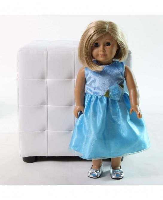 Light Blue Satin & Velvet 18" Doll Formal Holiday Party Dress (Doll not included) $17.74 Doll Accessories