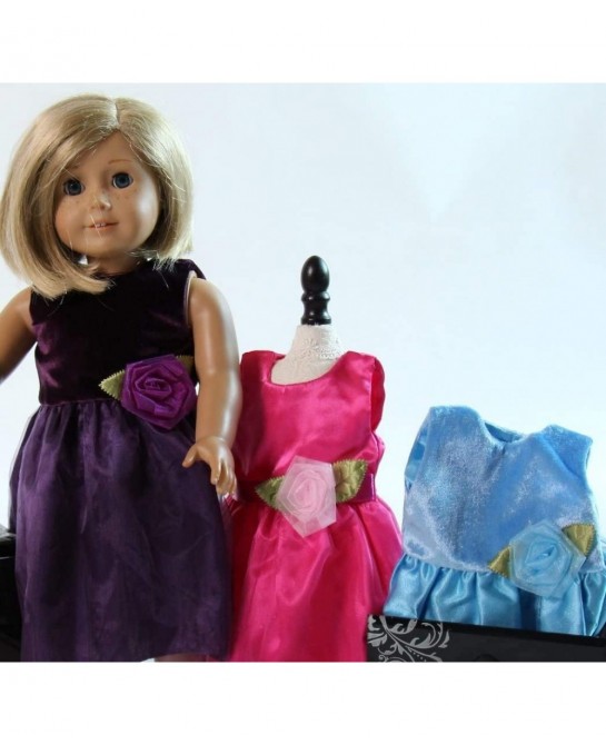 Light Blue Satin & Velvet 18" Doll Formal Holiday Party Dress (Doll not included) $17.74 Doll Accessories