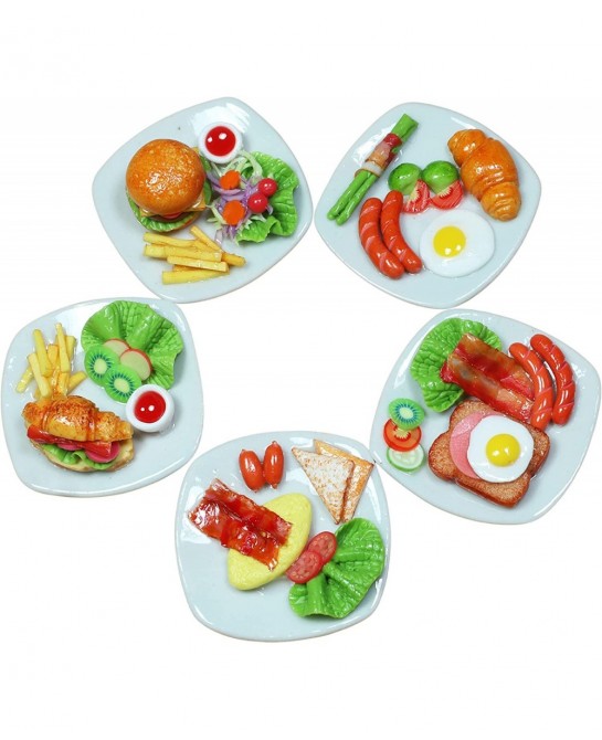 Mixed 5 Assorted Dollhouse Miniature Food Tiny Food Dollhouse Accessories for Collectibles $29.82 Dollhouse Accessories