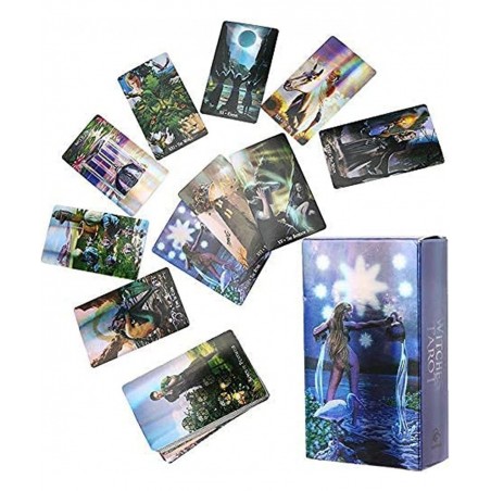 Entertainment Tools Witch Tarot Cards Deck Future Telling Game with Colorful Case Hologram Paper English Divination Card Unkn...