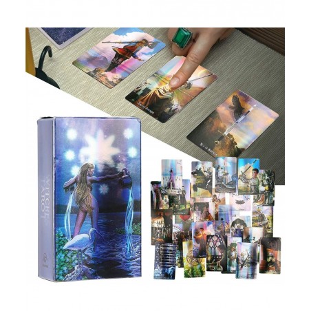 Entertainment Tools Witch Tarot Cards Deck Future Telling Game with Colorful Case Hologram Paper English Divination Card Unkn...