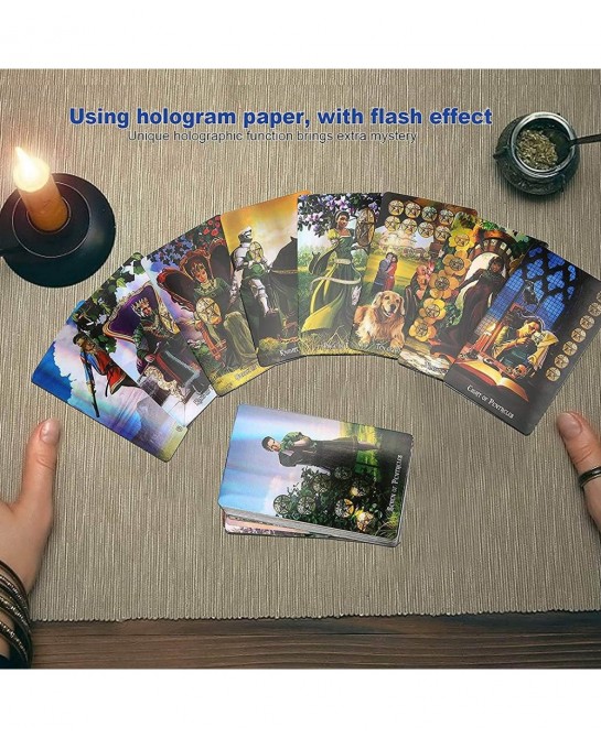 Entertainment Tools Witch Tarot Cards Deck Future Telling Game with Colorful Case Hologram Paper English Divination Card Unkn...