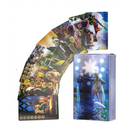 Entertainment Tools Witch Tarot Cards Deck Future Telling Game with Colorful Case Hologram Paper English Divination Card Unkn...