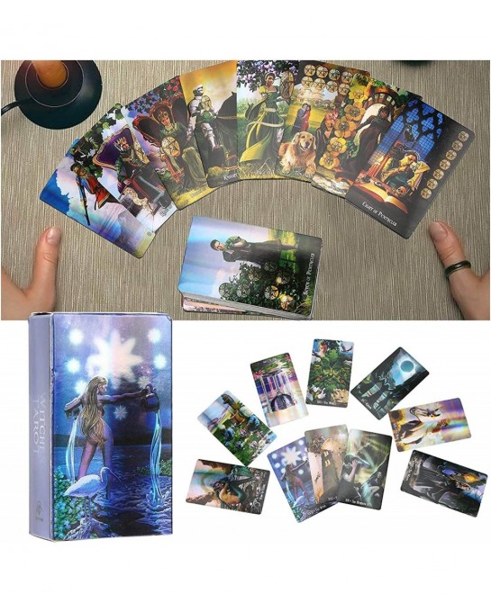 Entertainment Tools Witch Tarot Cards Deck Future Telling Game with Colorful Case Hologram Paper English Divination Card Unkn...