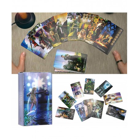 Entertainment Tools Witch Tarot Cards Deck Future Telling Game with Colorful Case Hologram Paper English Divination Card Unkn...