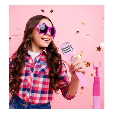 Super Star Playset Karaoke for Kids - Pink Microphone with Adjustable Mic Stand Buit-in Jack & Speaker for MP3 Player Play an...