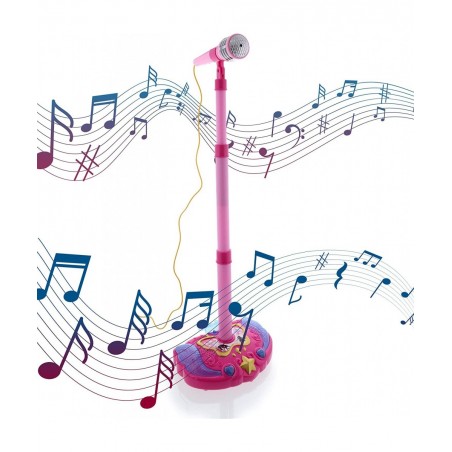 Super Star Playset Karaoke for Kids - Pink Microphone with Adjustable Mic Stand Buit-in Jack & Speaker for MP3 Player Play an...