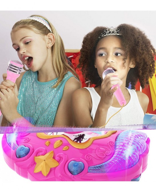 Super Star Playset Karaoke for Kids - Pink Microphone with Adjustable Mic Stand Buit-in Jack & Speaker for MP3 Player Play an...