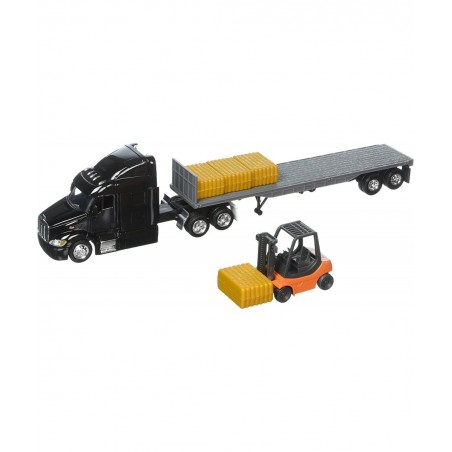 1:43 Long Haul Trucker - Peterbilt Model 387 Low Boy with Forklift and Hay Bales Multi $38.24 Kids' Play Cars & Race Cars
