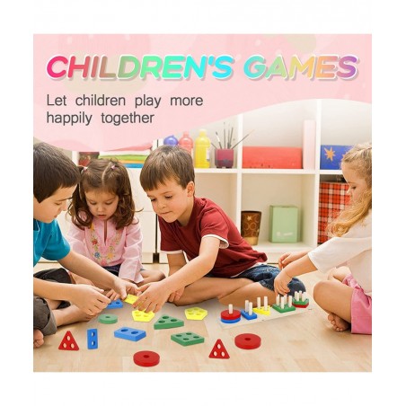 Wooden Sorting & Stacking Toy Montessori Toys for Toddler 1 2 3 Year Old Shape Sorter Preschool Educational Color Recognition...
