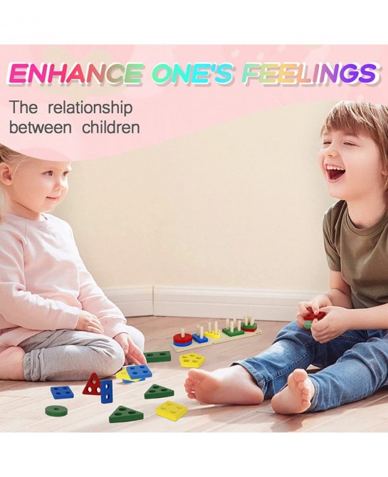 Wooden Sorting & Stacking Toy Montessori Toys for Toddler 1 2 3 Year Old Shape Sorter Preschool Educational Color Recognition...