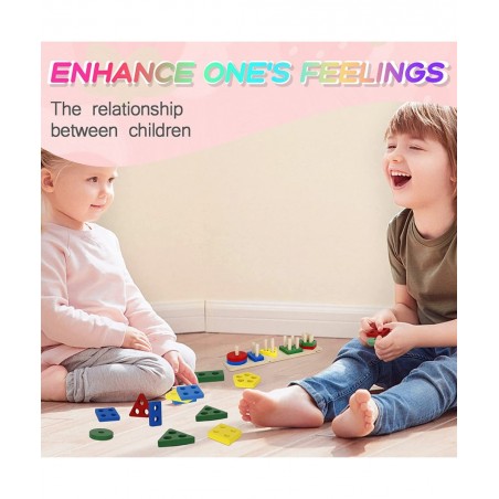 Wooden Sorting & Stacking Toy Montessori Toys for Toddler 1 2 3 Year Old Shape Sorter Preschool Educational Color Recognition...