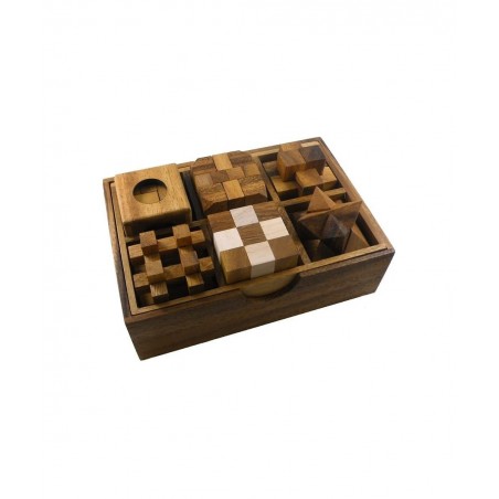 6 Wooden Puzzle Gift Set in A Wood Box - 3D Unique IQ Puzzles $51.69 Brain Teaser Puzzles