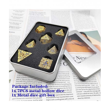 DND Dice Set D&D Metal Dungeons and Dragons Hollow Dice Tabletop Games Polyhedral Pathfinder Multi Sided Roleplaying RPG MTG ...