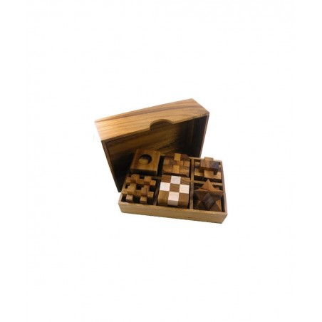 6 Wooden Puzzle Gift Set in A Wood Box - 3D Unique IQ Puzzles $51.69 Brain Teaser Puzzles
