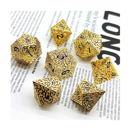 DND Dice Set D&D Metal Dungeons and Dragons Hollow Dice Tabletop Games Polyhedral Pathfinder Multi Sided Roleplaying RPG MTG ...