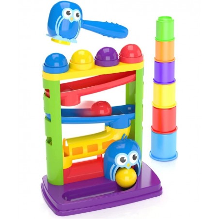 Pound a Ball Toy for Toddlers + 6 Stacking Cups for 1 Year Old Boy & Girl Developmental Fun and Learning Toddler Birthday Gif...