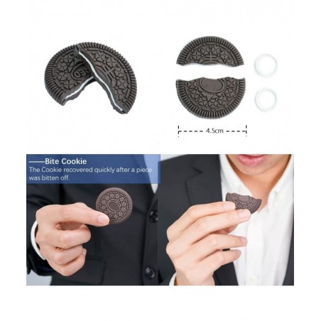 Magic Tricks Kit Including 4 Classic Tricks - Bite Coin Bite Cookies Disappearing Silk Fake Thumb Tip Magic Ring Chains for S...