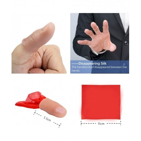 Magic Tricks Kit Including 4 Classic Tricks - Bite Coin Bite Cookies Disappearing Silk Fake Thumb Tip Magic Ring Chains for S...