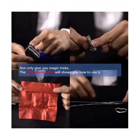 Magic Tricks Kit Including 4 Classic Tricks - Bite Coin Bite Cookies Disappearing Silk Fake Thumb Tip Magic Ring Chains for S...