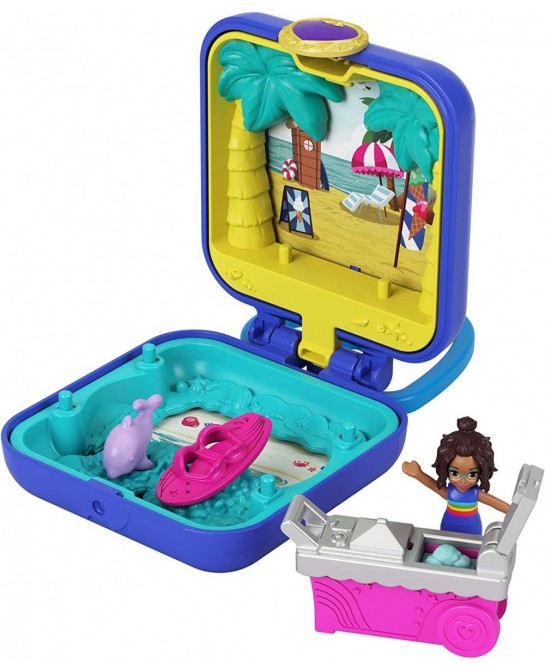 Shani Tropical Beach Compact with Mobile Ice Cream Cart Surfboard Dolphin Figure Photo Customization Micro Shani Doll & Stick...