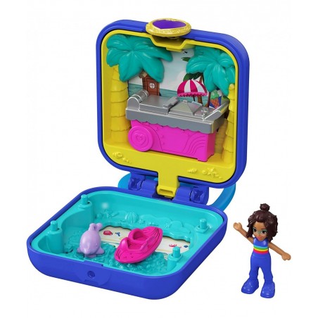 Shani Tropical Beach Compact with Mobile Ice Cream Cart Surfboard Dolphin Figure Photo Customization Micro Shani Doll & Stick...